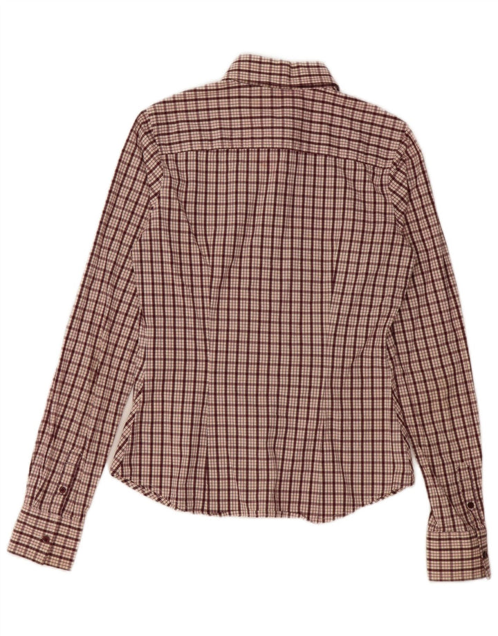 Camisa feminina Tommy Hilfiger US 6 médio marrom xadrez algodão