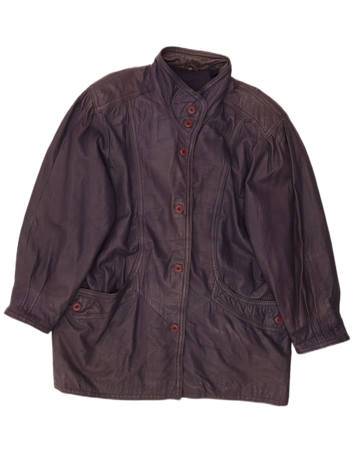 Casaco de couro feminino VINTAGE EU 48 2XL couro roxo