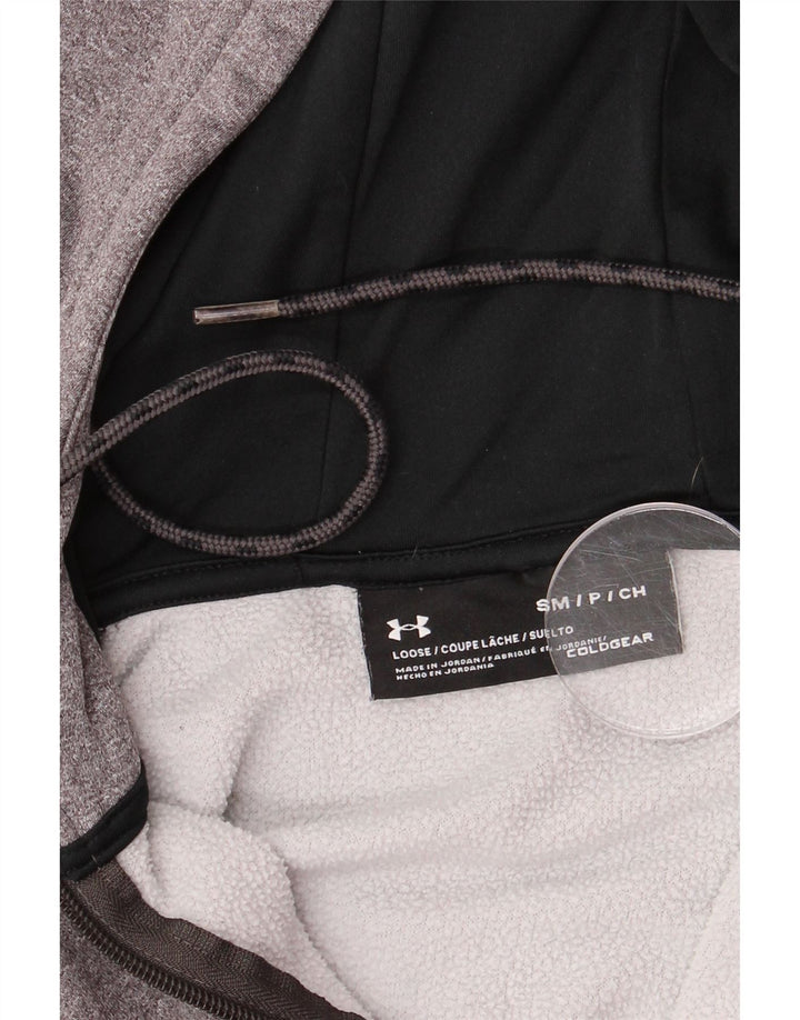 Suéter masculino Under Armour Cold Gear Graphic Zip com capuz pequeno cinza