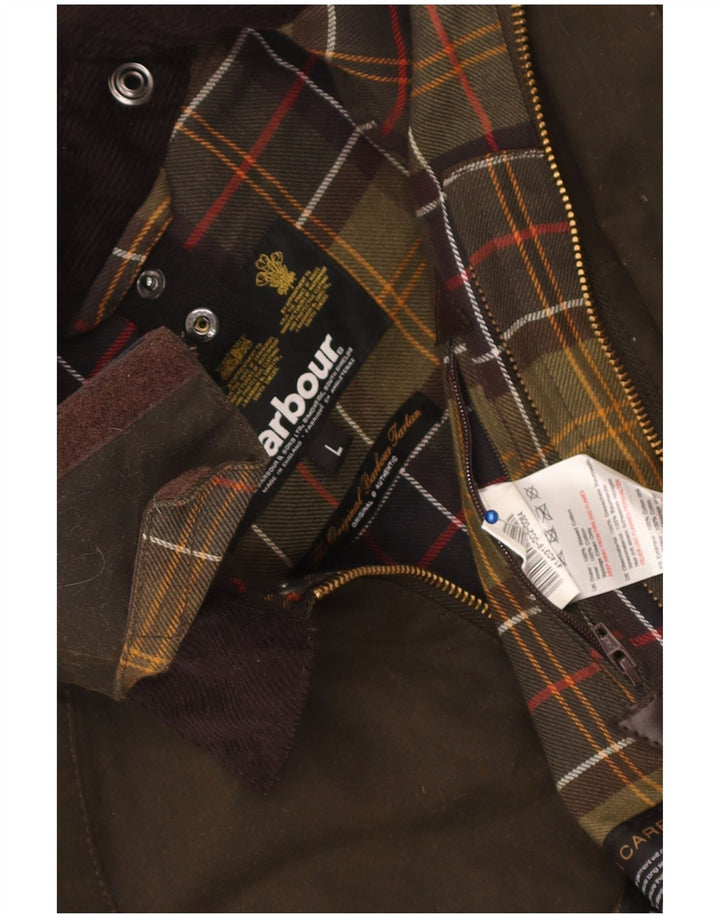 Jaqueta masculina de algodão encerado com capuz Barbour 7-8 anos grande cáqui