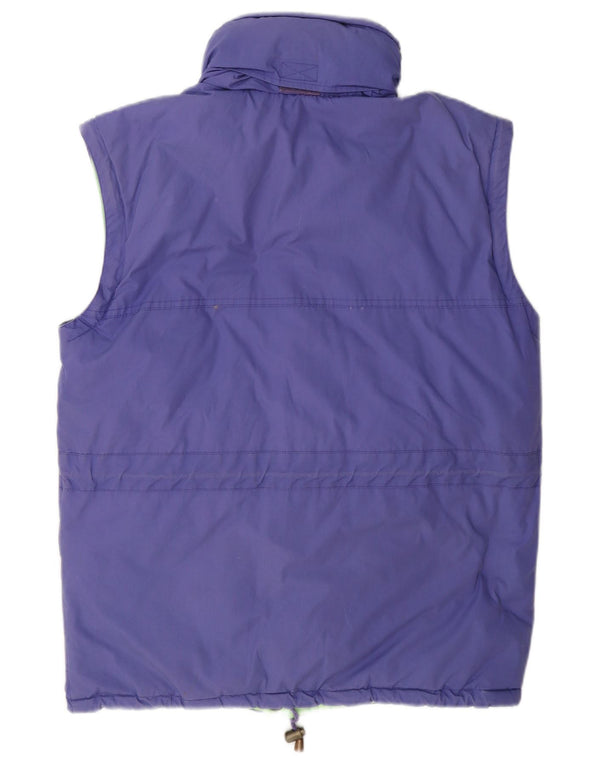 Colete acolchoado reversível com capuz masculino vintage UK 40 grande bloco colorido roxo