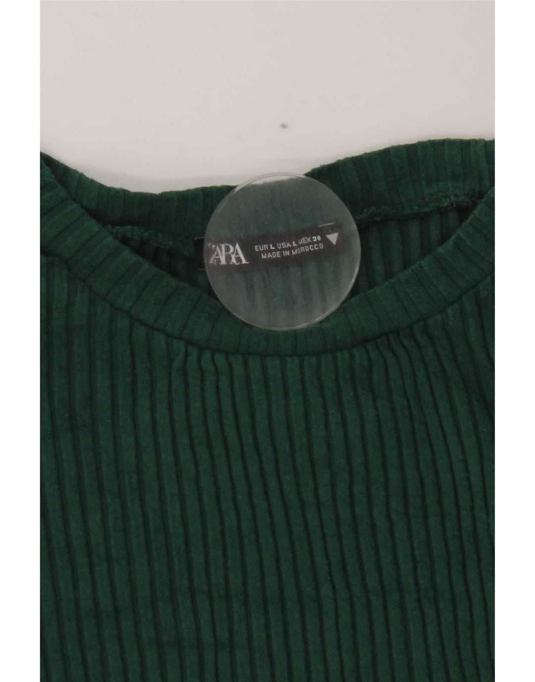 Zara Womens Crop Top Manga Longa Reino Unido 14 Grande Verde