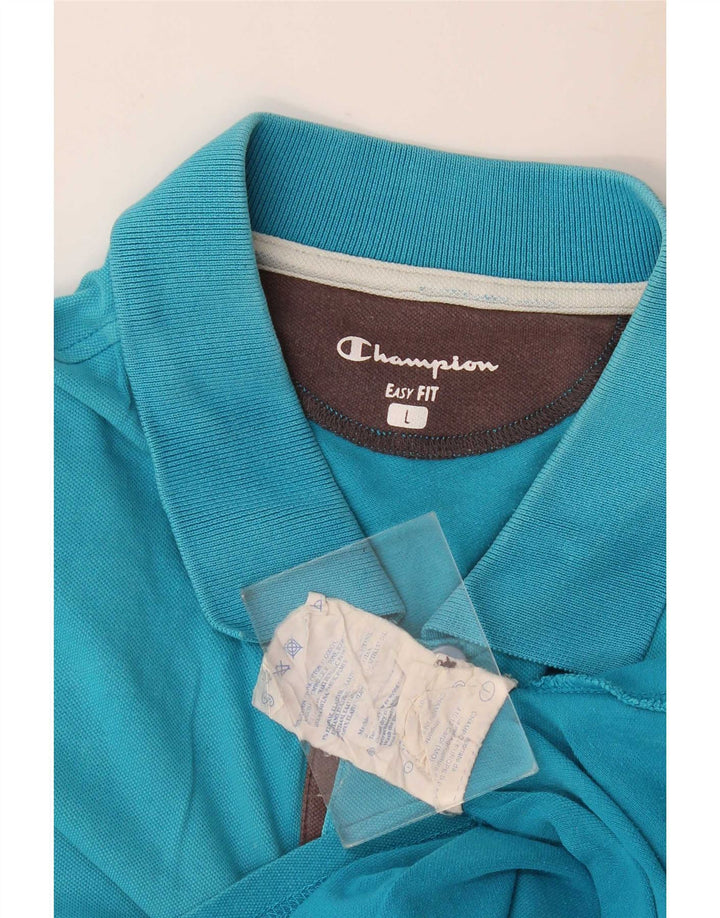 Camisa polo masculina Champion Easy Fit grande algodão azul