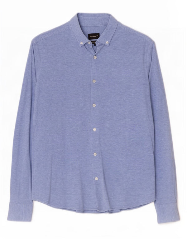 Camisa masculina Massimo Dutti grande algodão azul