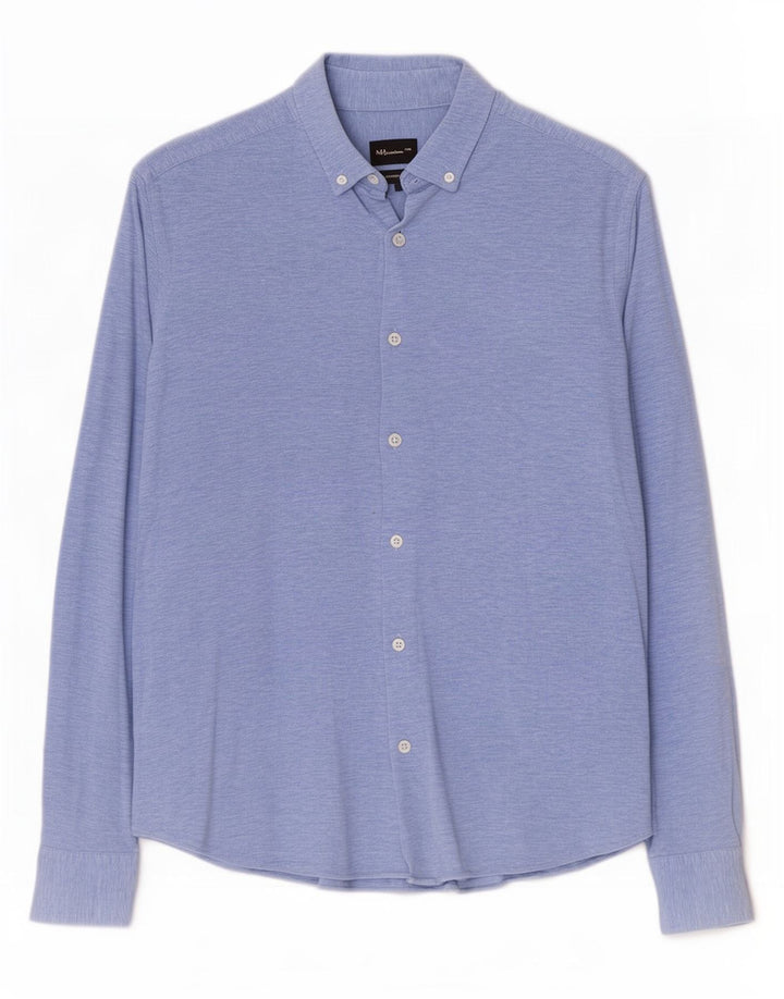 Camisa masculina Massimo Dutti grande algodão azul