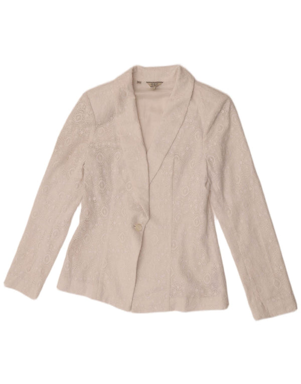 Guess Womens 1 Button Blazer Jacket UK 12 Medium White Polyester