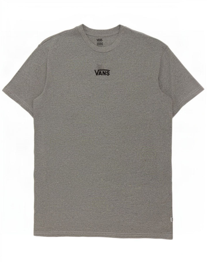 Camiseta masculina Vans pequena algodão manchado cinza