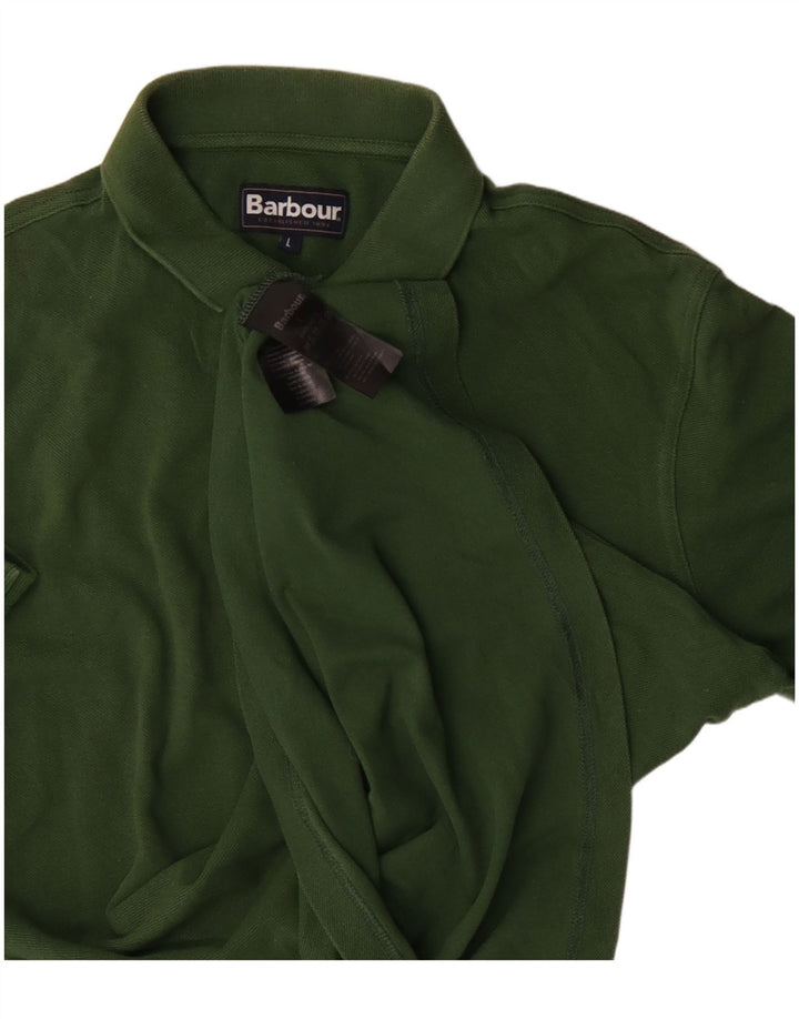 Camisa polo masculina Barbour grande algodão verde
