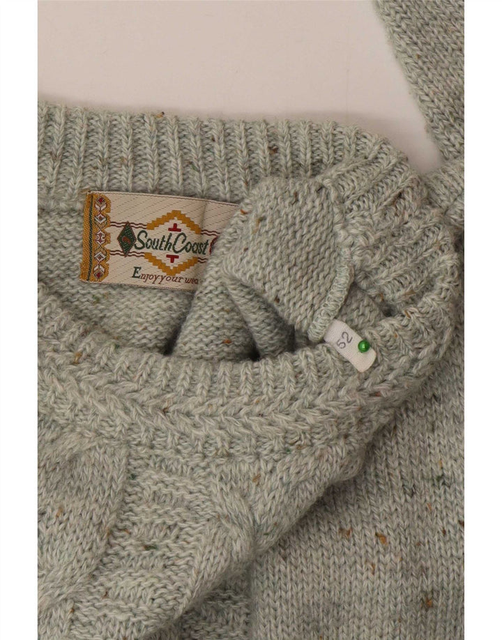 Suéter masculino South Coast com gola redonda IT 52 grande cinza manchado