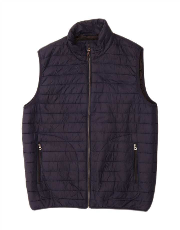 Colete acolchoado masculino Zara UK 38 nylon azul marinho médio