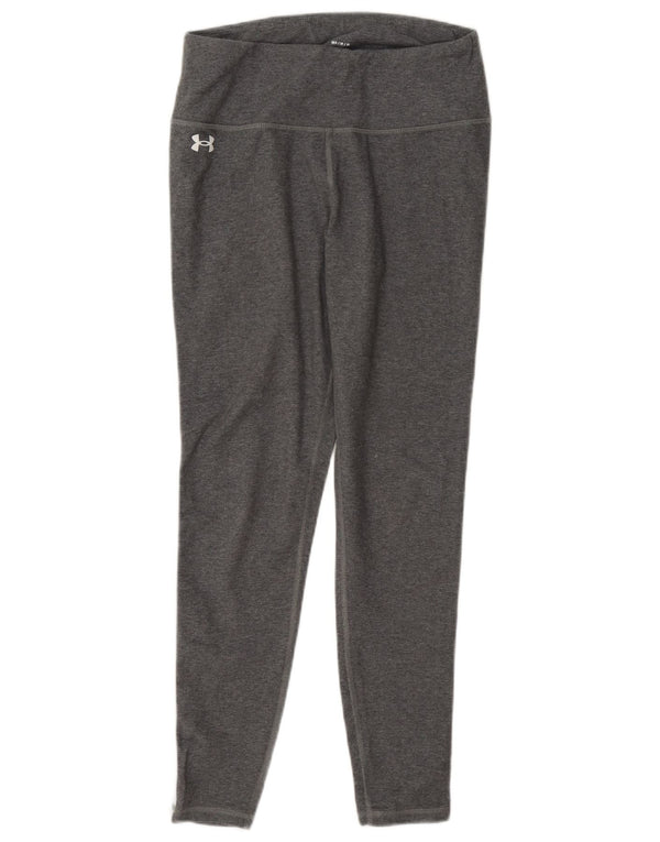 Under Armour Womens Crop Leggings Reino Unido 14 Algodão Colourblock Cinza Médio