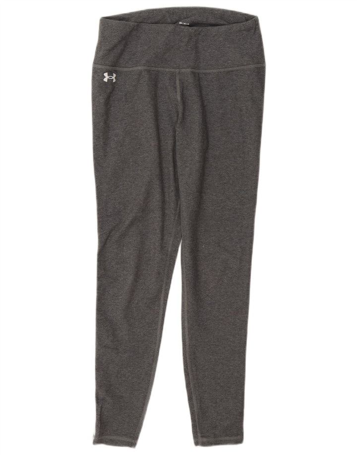 Under Armour Womens Crop Leggings Reino Unido 14 Algodão Colourblock Cinza Médio
