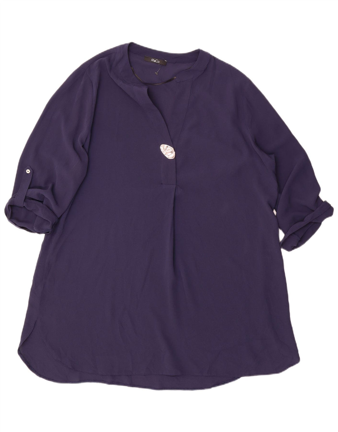 M&Co Vestido feminino grande com manga 3/4, Reino Unido 16, grande, azul marinho, poliéster