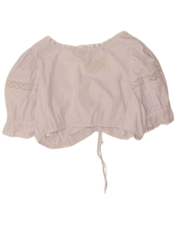 Top feminino vintage IT 56 4XL algodão floral branco