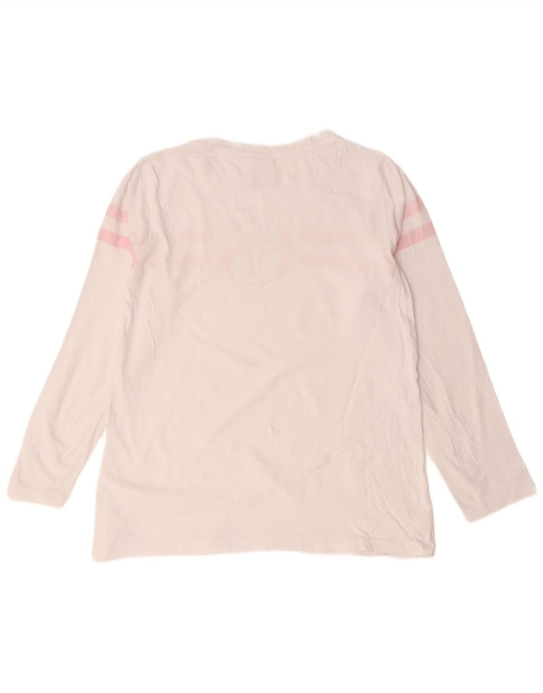 Sergio Tacchini Top gráfico feminino manga comprida Reino Unido 14 listrado branco médio