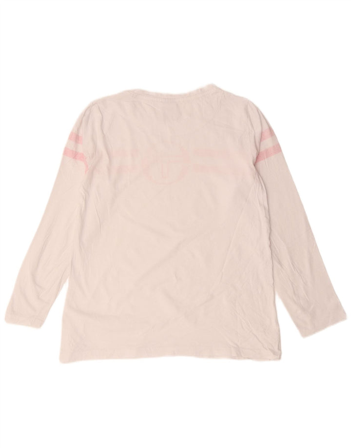 Sergio Tacchini Top gráfico feminino manga comprida Reino Unido 14 listrado branco médio