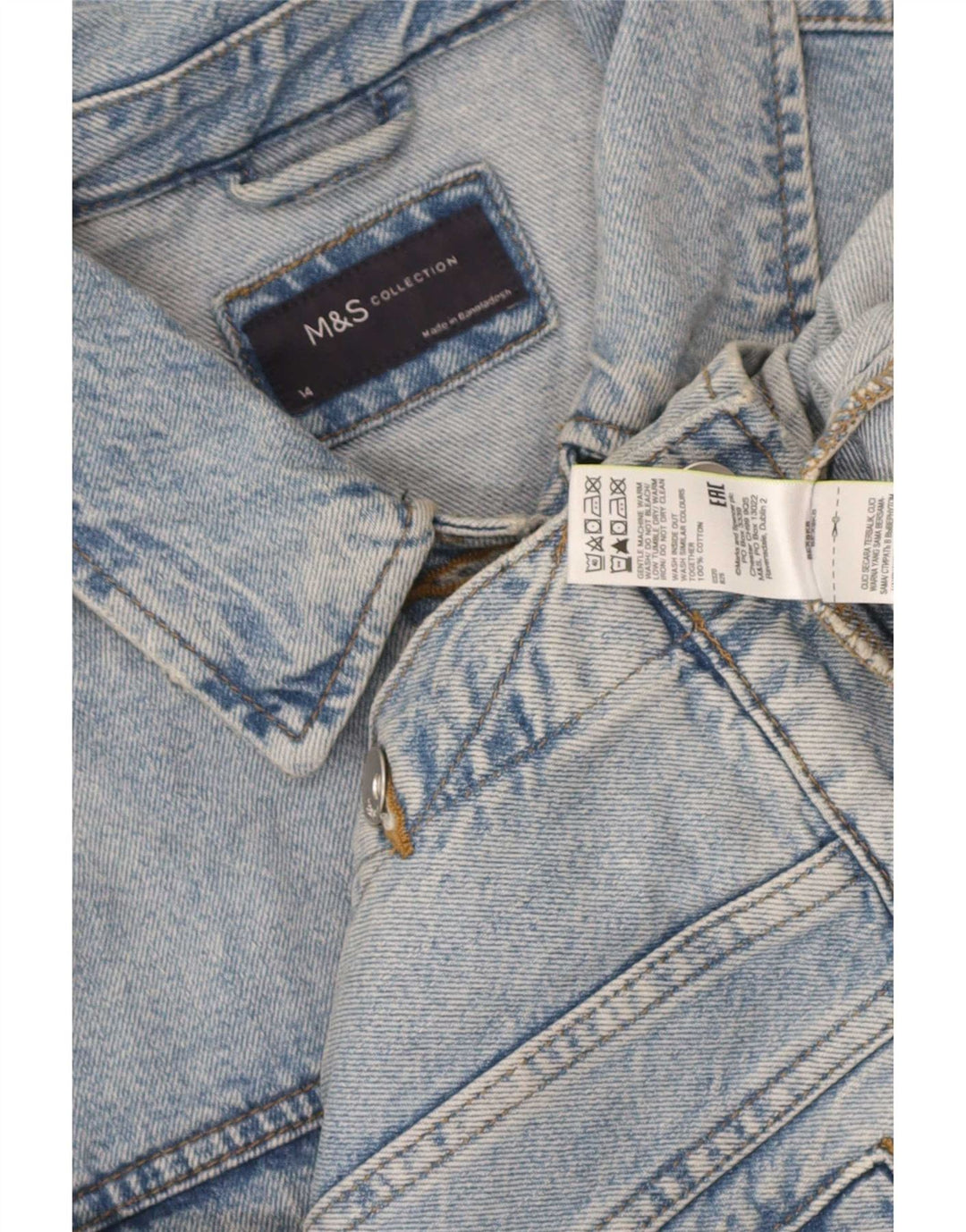 Jaqueta jeans feminina Marks & Spencer Reino Unido 14 algodão azul médio