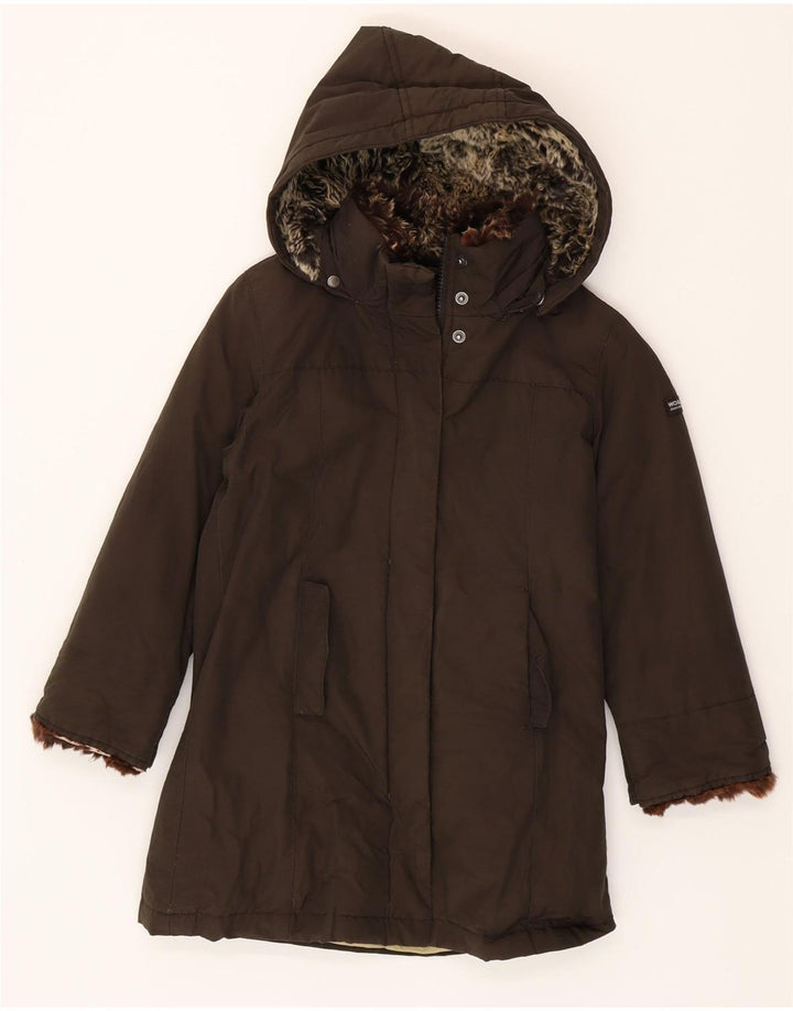 Jaqueta acolchoada com capuz para meninas WOOLRICH 5-6 anos algodão marrom