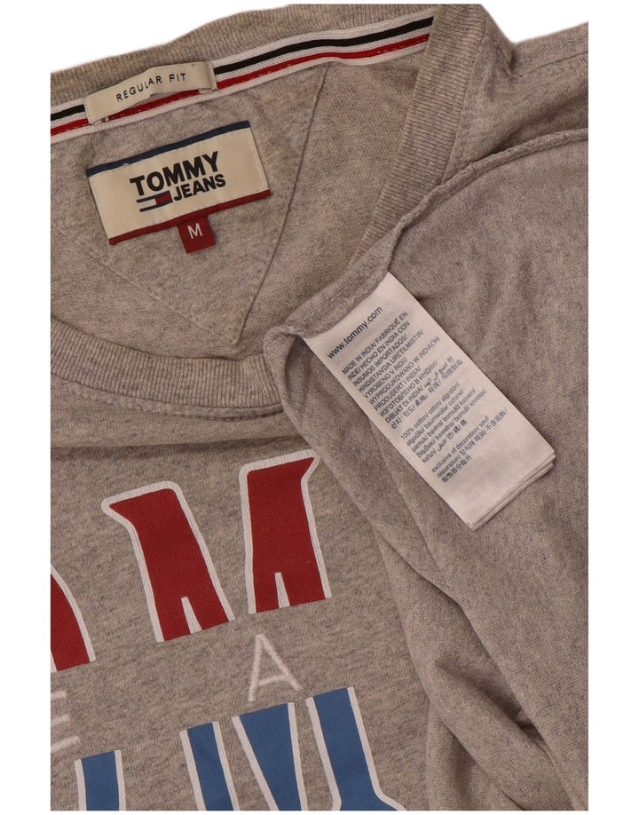Camiseta feminina TOMMY HILFIGER Regular Fit com estampa gráfica Reino Unido 14 cinza médio