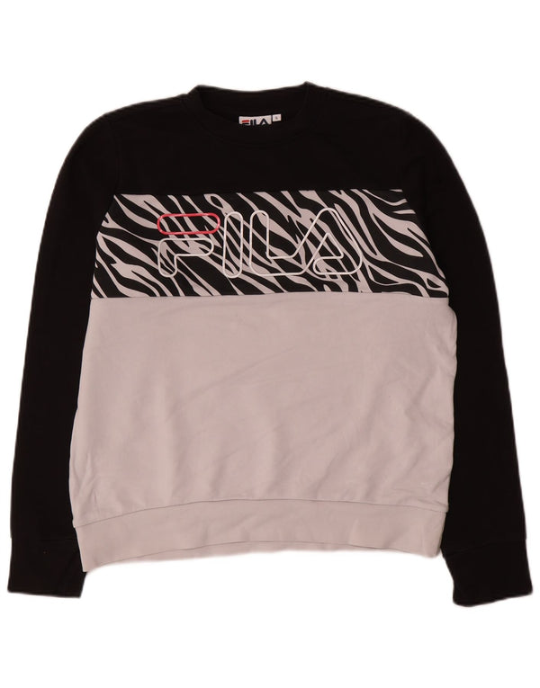 Fila moletom gráfico masculino jumper pequeno algodão colorblock branco