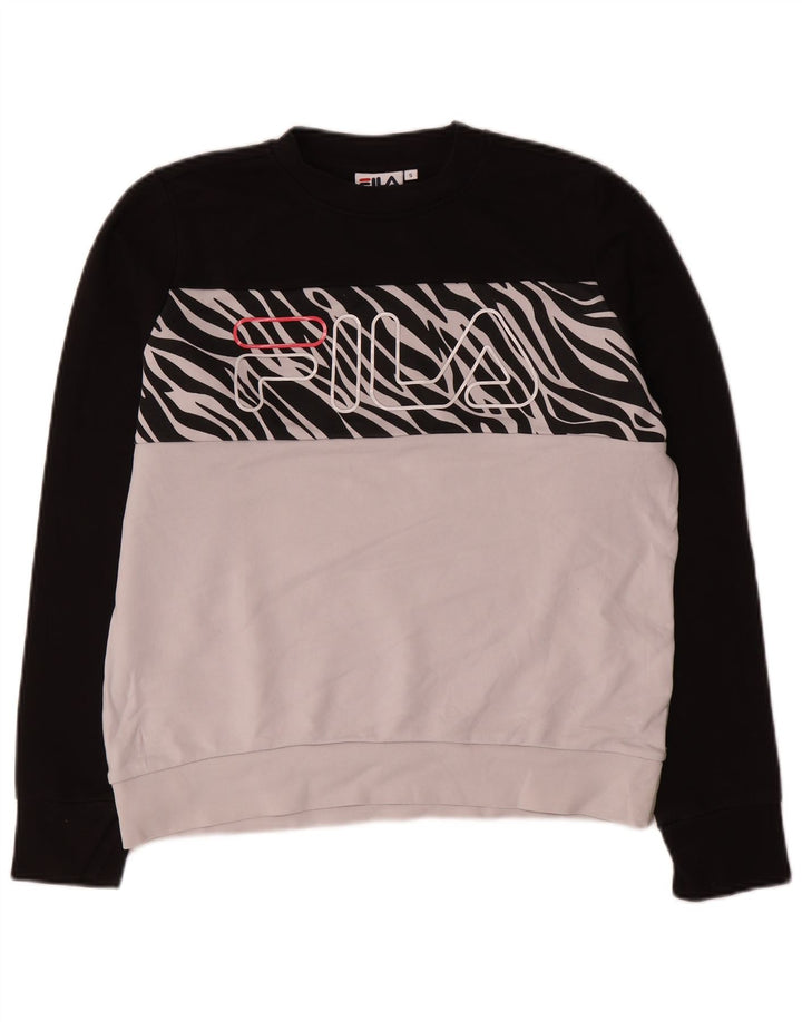 Fila moletom gráfico masculino jumper pequeno algodão colorblock branco