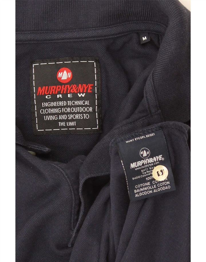 Camisa pólo gráfica masculina Murphy & Nye de algodão azul marinho médio
