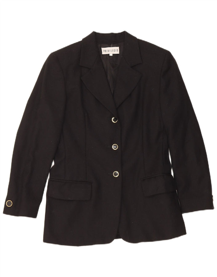Jaqueta blazer feminina Privilegio com 3 botões IT 40 pequena lã virgem preta