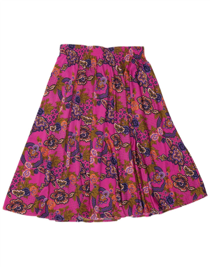 Saia larga feminina vintage W34 grande rosa Paisley