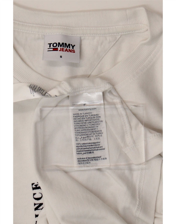 Camiseta feminina TOMMY HILFIGER com estampa gráfica Reino Unido 10 algodão branco pequeno