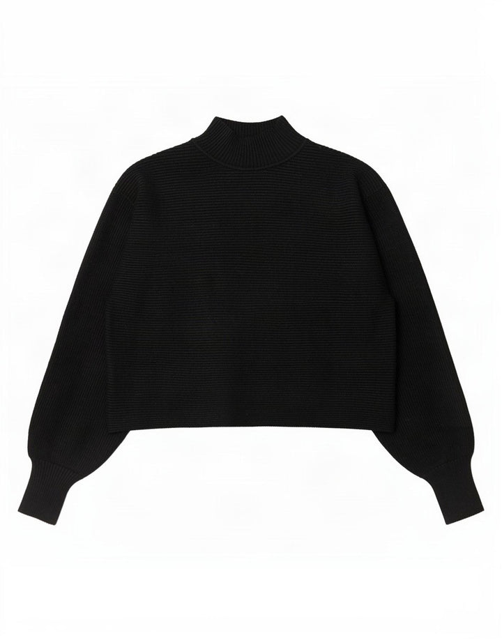 Suéter feminino Zara com gola tartaruga e gola alta Reino Unido 12 listrado preto médio