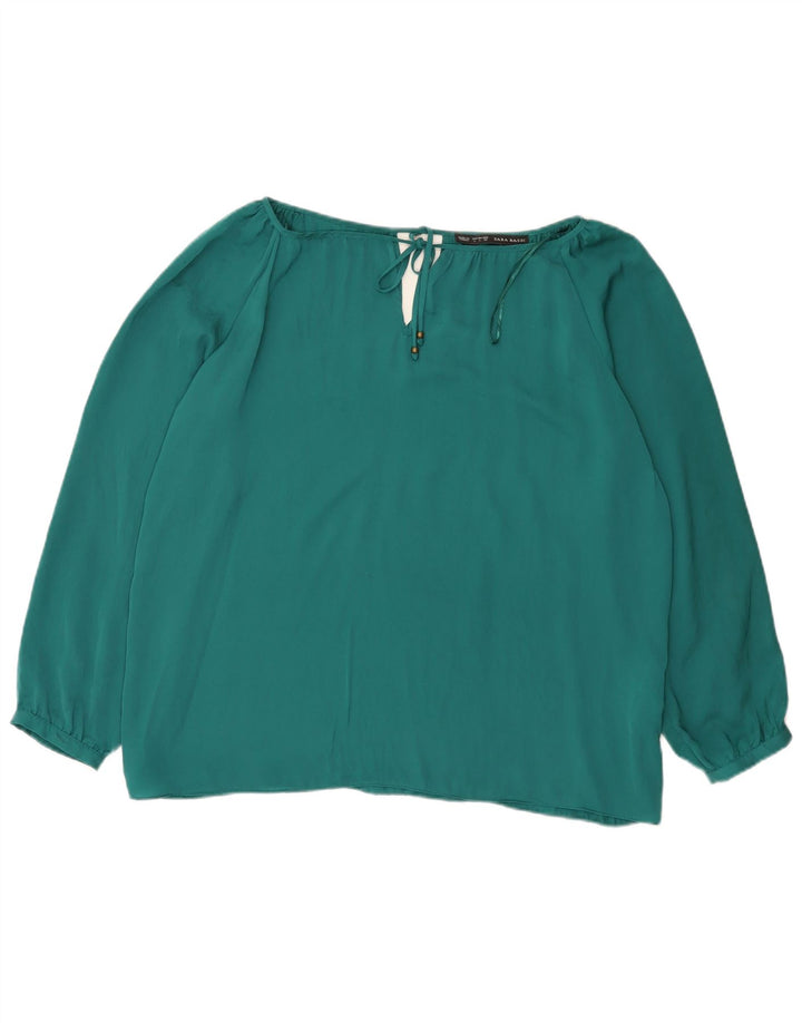 Blusa oversized feminina Zara UK 16 grande poliéster verde