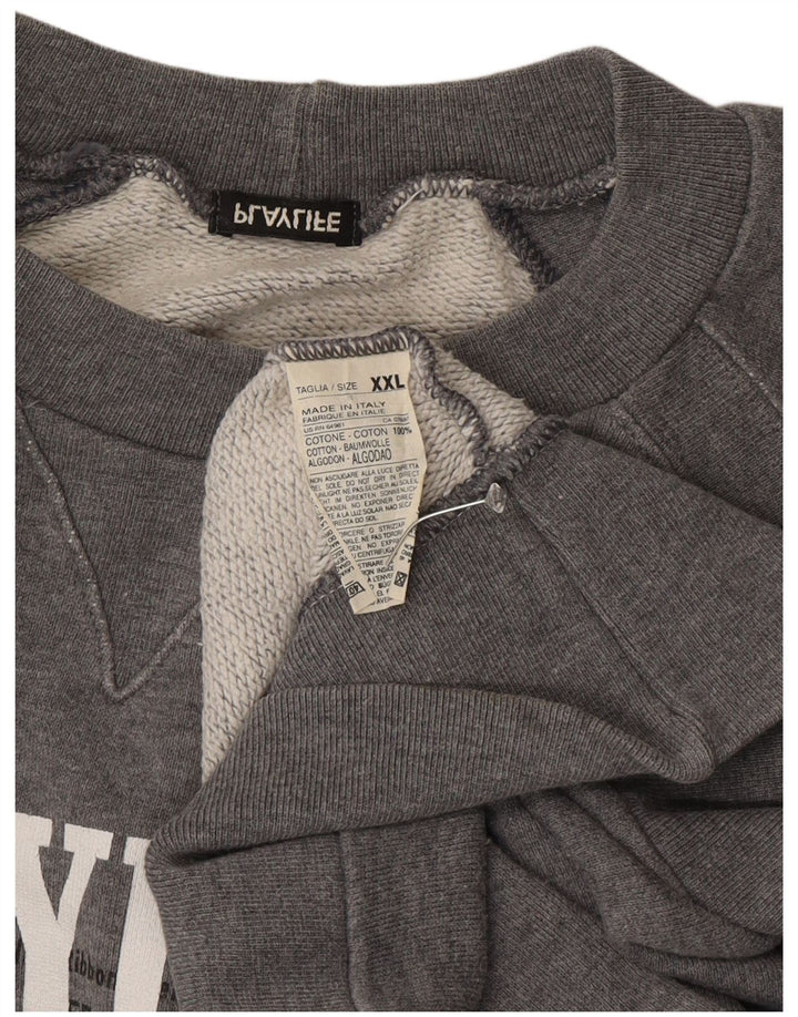 Playlife moletom gráfico masculino jumper 2XL algodão cinza