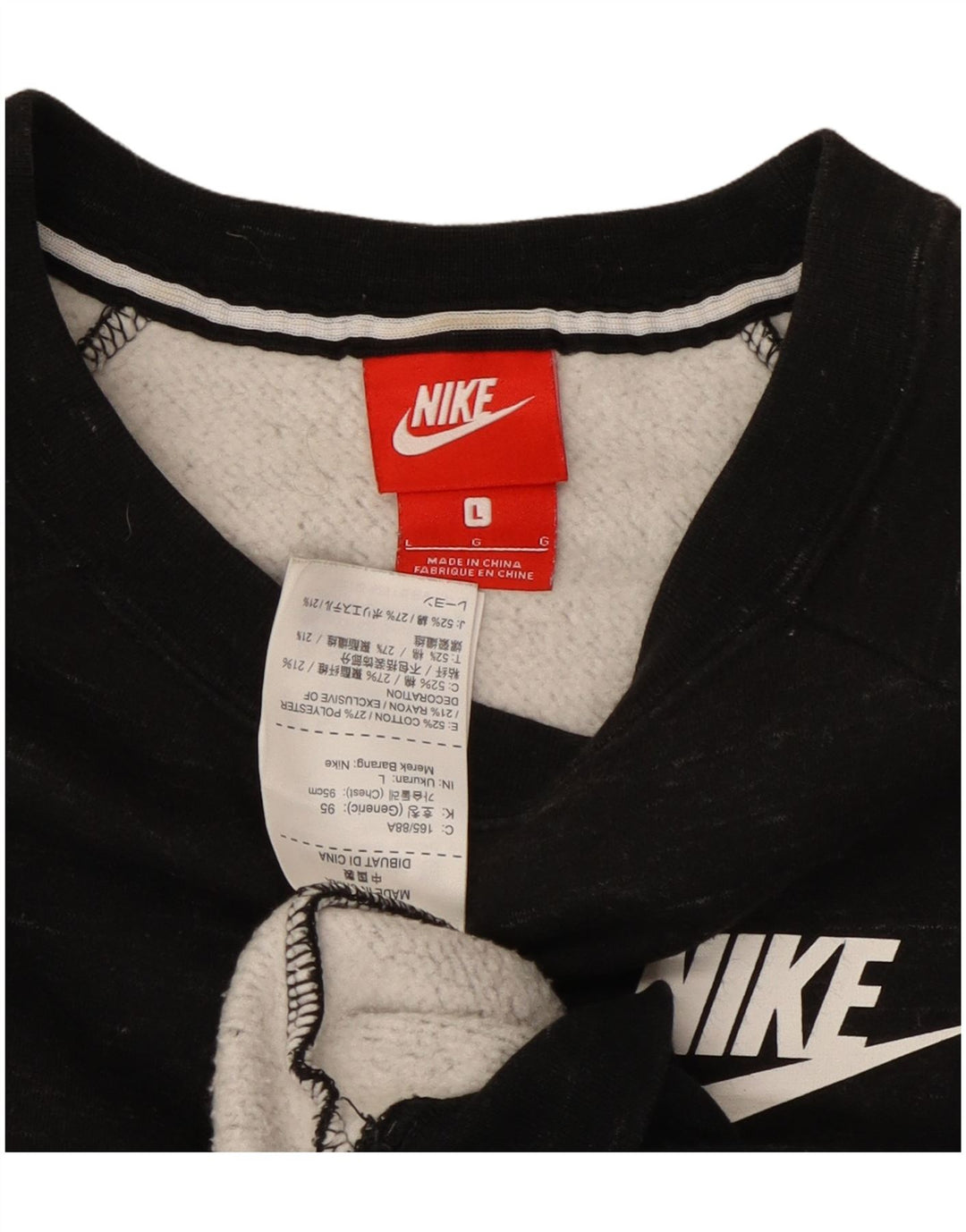 Moletom feminino Nike Jumper UK 16 grande algodão manchado preto