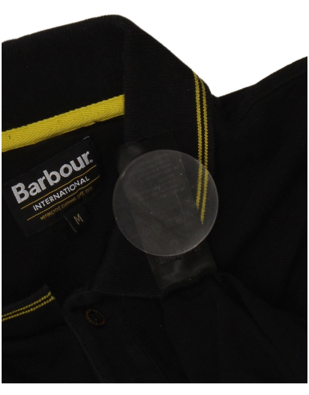 Camisa polo masculina Barbour de algodão listrado preto médio
