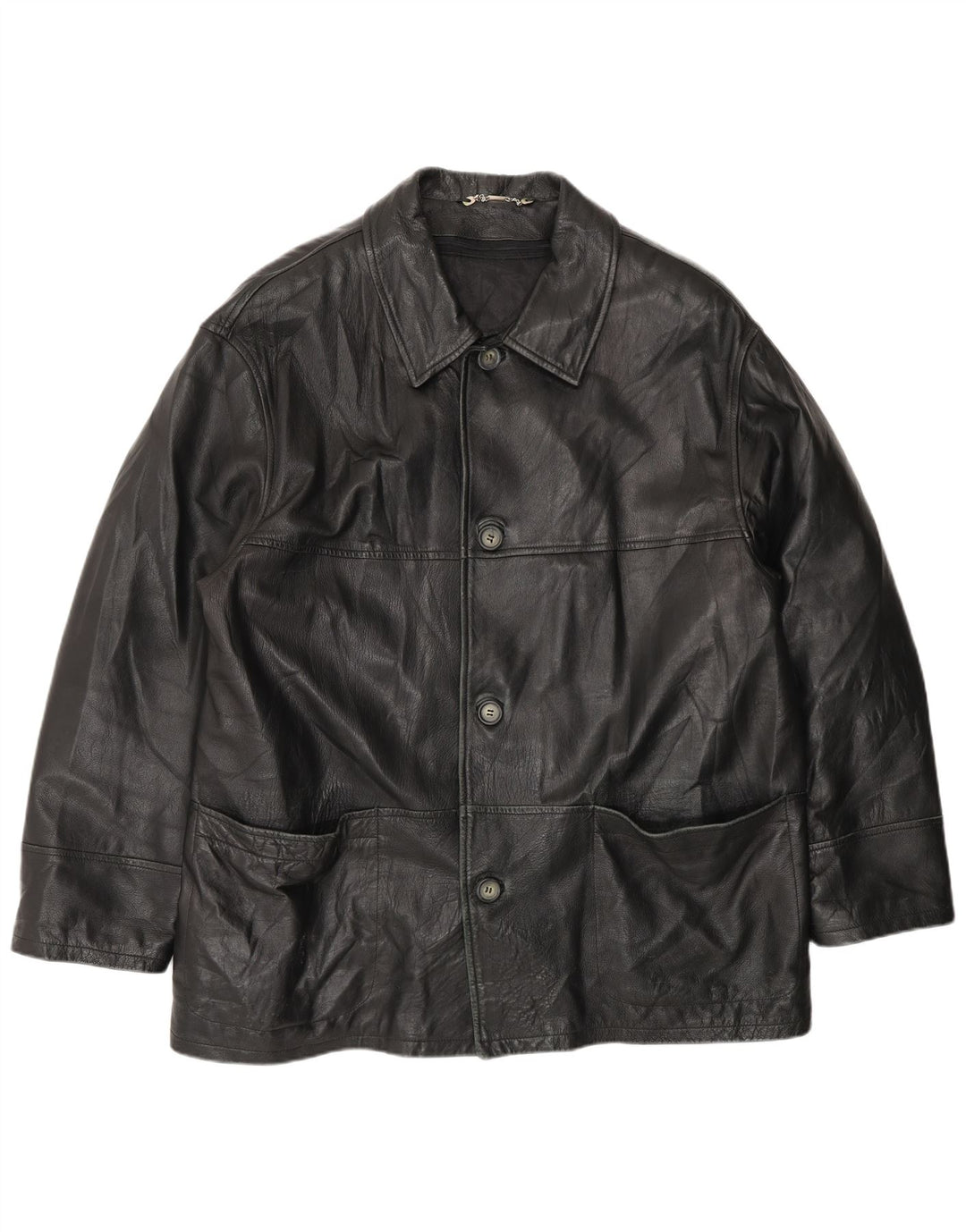 Jaqueta de couro masculina vintage IT 54 2XL couro preto