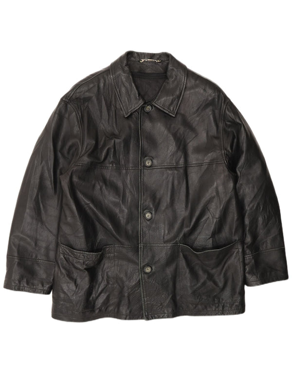 Jaqueta de couro masculina vintage IT 54 2XL couro preto