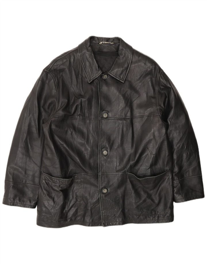 Jaqueta de couro masculina vintage IT 54 2XL couro preto