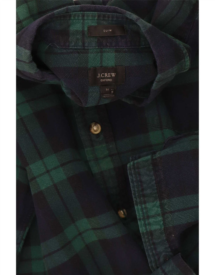 J. Crew Camisa masculina Oxford Slim de flanela xadrez verde médio