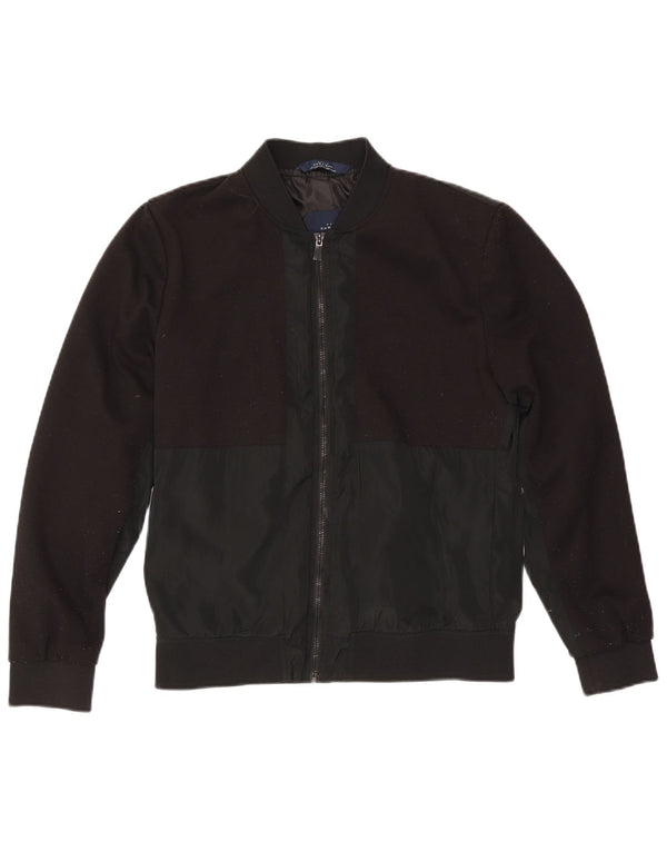Zara Mens Bomber Jacket UK 40 Grande Poliéster Preto