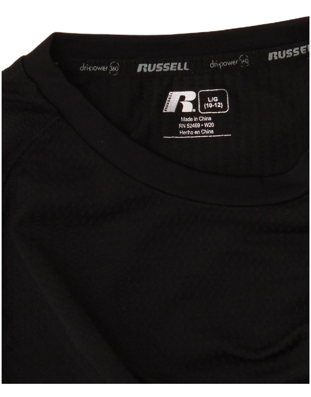 Russell Athletic Boys Dri-Power Top manga comprida 10-11 anos grande preto