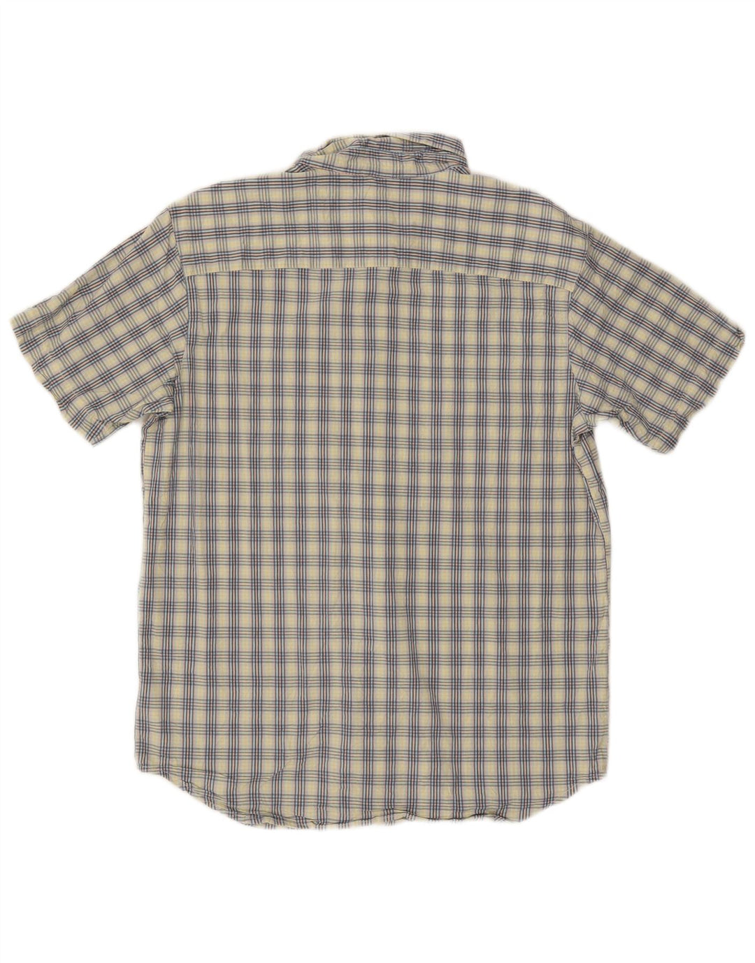 Camisa masculina Columbia de manga curta regular fit grande algodão xadrez azul