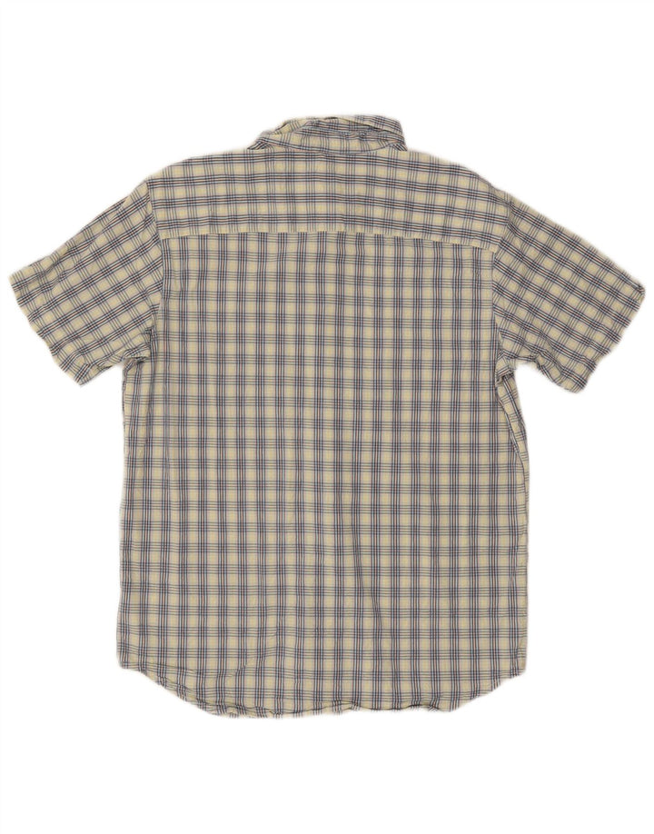Camisa masculina Columbia de manga curta regular fit grande algodão xadrez azul