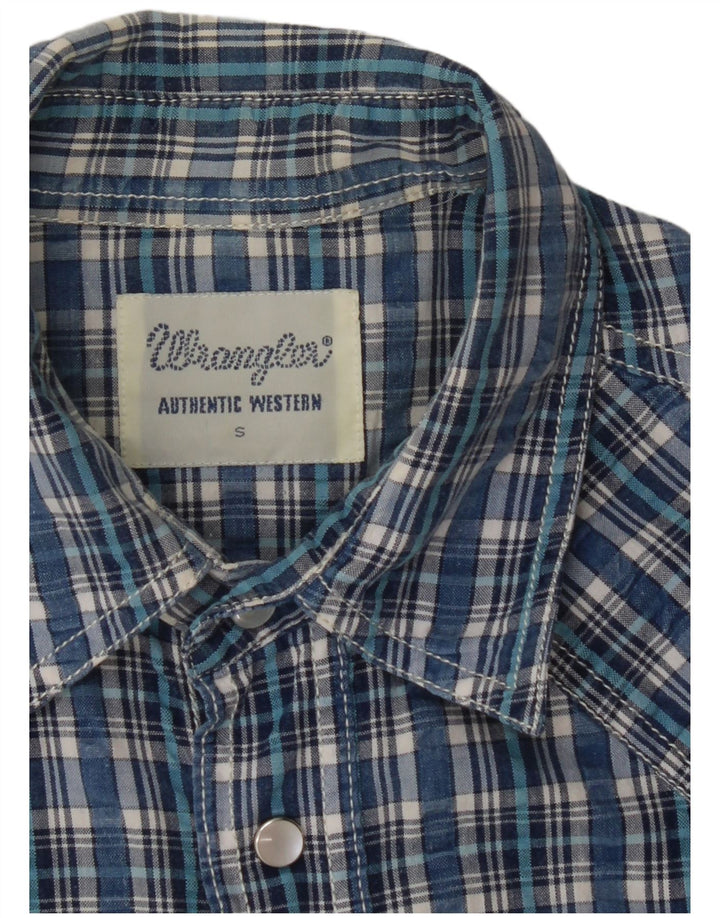 Camisa masculina WRANGLER pequena xadrez azul de algodão