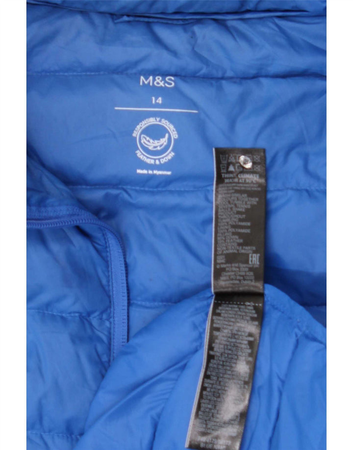 Jaqueta acolchoada feminina Marks & Spencer UK 14 grande azul poliamida
