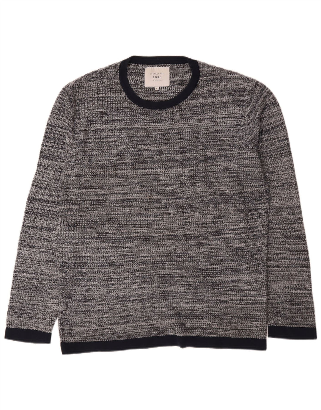 Suéter masculino Jack & Jones com gola redonda e algodão manchado cinza médio