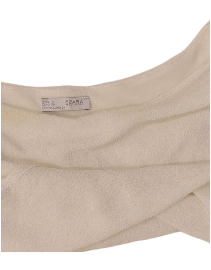 Zara blusa feminina poncho sem mangas top UK 10 pequena branca