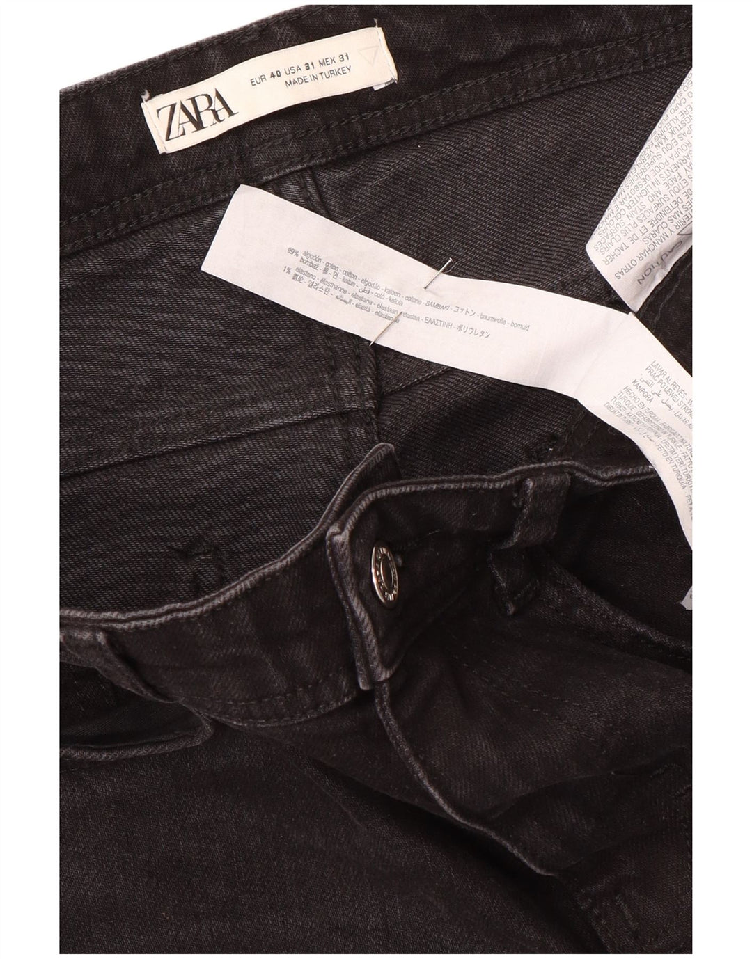 Zara Jeans Slim Feminino EU 40 Médio W31 L29 Algodão Preto