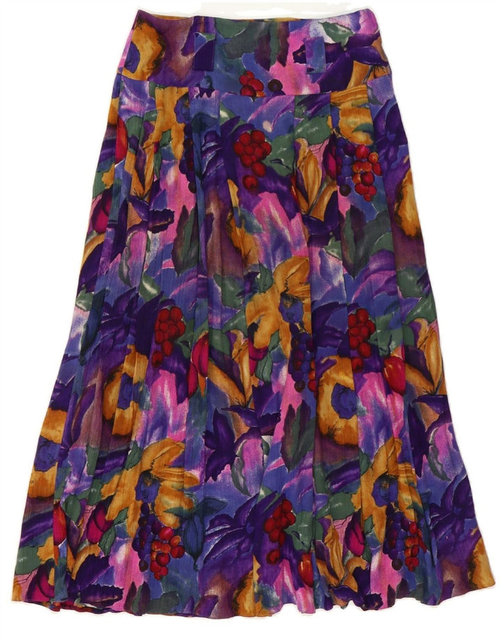 LIBRA Womens Pleated Skirt US 10 Large W32  Purple Floral Vintage Libra and Second-Hand Libra from Messina Hembry 