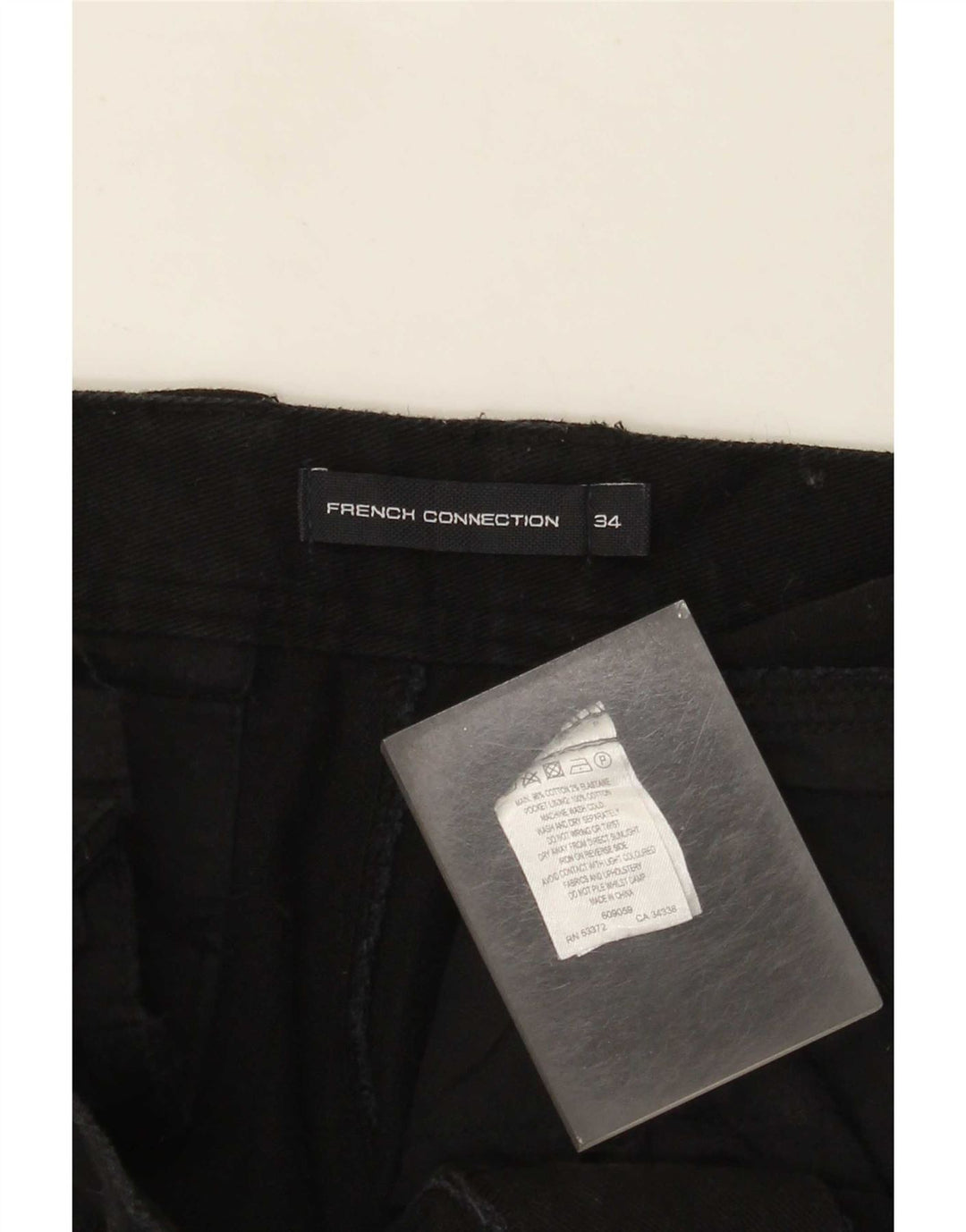 French Connection Mens Tapered Jeans W34 L27 Algodão Preto