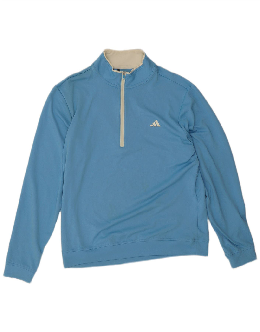 Adidas Mens Zip Neck Pullover Treino Top Médio Azul Poliéster